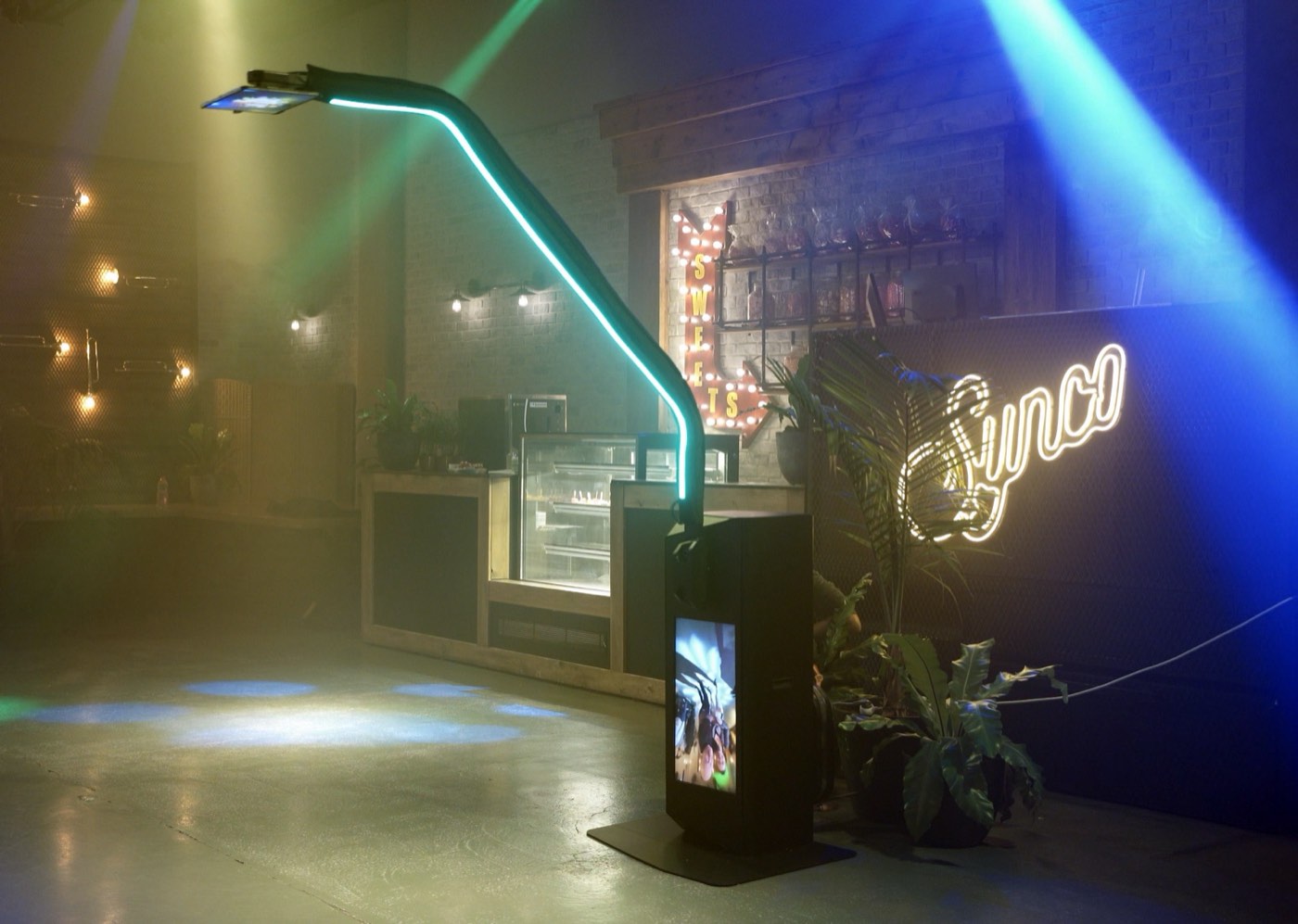 The V-Motion 180 set up and lit at a venue